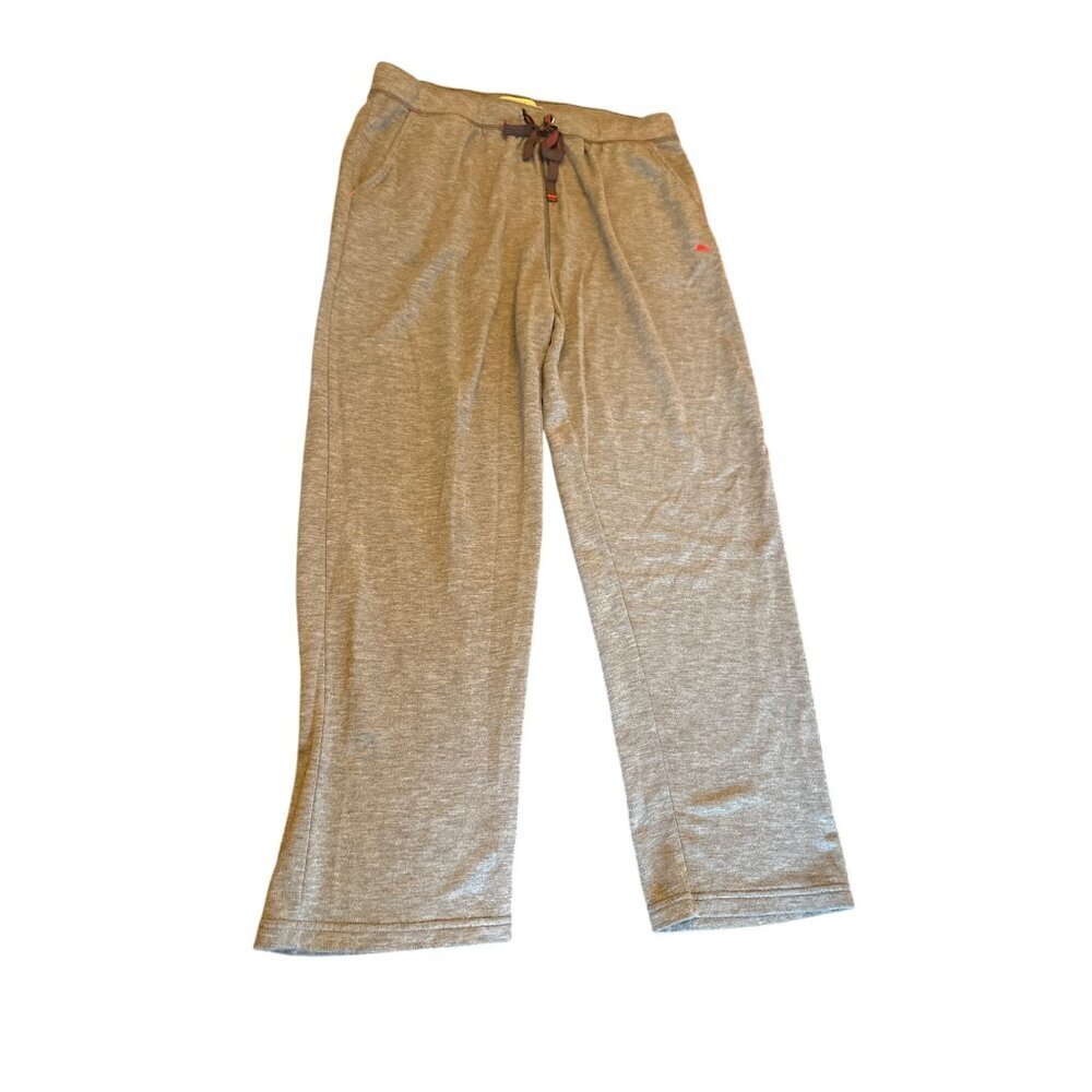 Tommy Bahama Mens Gray Lounge Pants Drawstring Waist & Pink Dolphin‎ Logo L/G